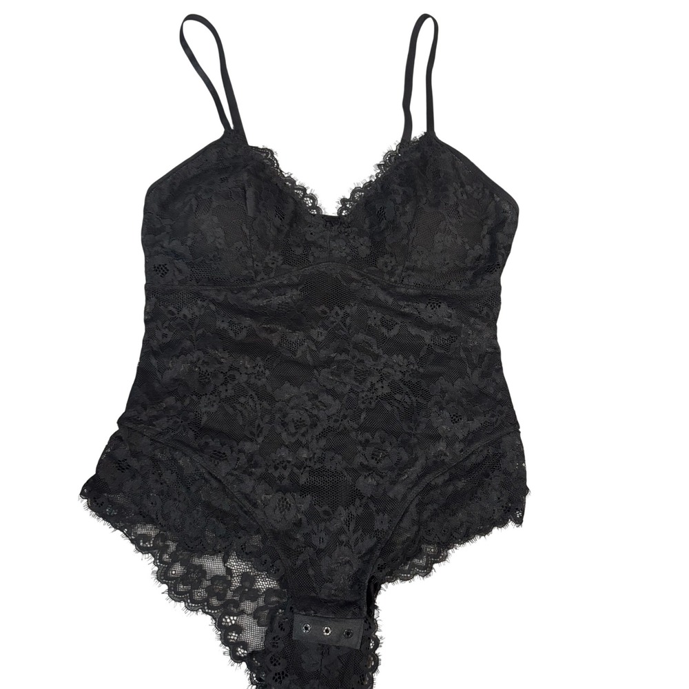 Heyshape‎ Black Floral Lace Shapewear Bodysuit XS Adjustable Straps NWT